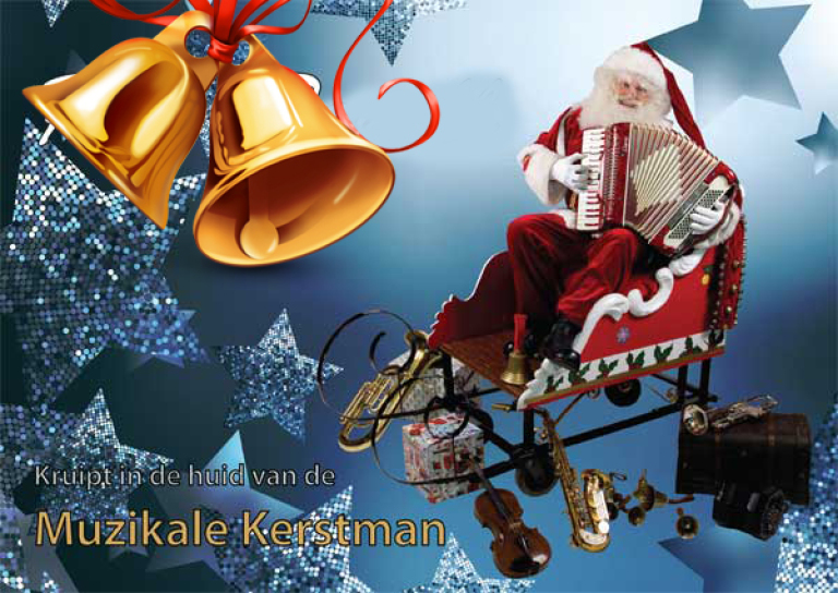 de muzikale kerstman met slee